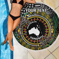 Personalised Australia And Vanuatu Beach Blanket Aboriginal Lizard Polynesia Ni-Van Pig Tusk