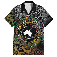 Personalised Australia And Vanuatu Family Matching Off The Shoulder Long Sleeve Dress and Hawaiian Shirt Aboriginal Lizard Polynesia Ni-Van Pig Tusk LT14 Dad's Shirt - Short Sleeve Black - Polynesian Pride
