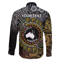 Personalised Australia And Vanuatu Family Matching Off The Shoulder Long Sleeve Dress and Hawaiian Shirt Aboriginal Lizard Polynesia Ni-Van Pig Tusk LT14 - Polynesian Pride