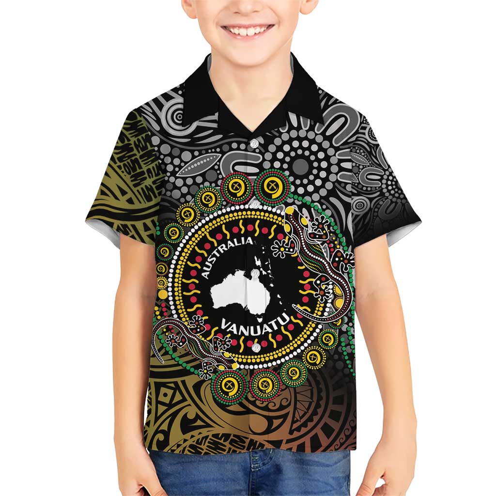 Personalised Australia And Vanuatu Hawaiian Shirt Aboriginal Lizard Polynesia Ni-Van Pig Tusk