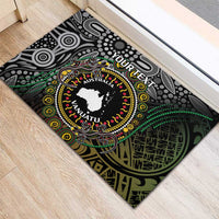 Personalised Australia And Vanuatu Rubber Doormat Aboriginal Lizard Polynesia Ni-Van Pig Tusk