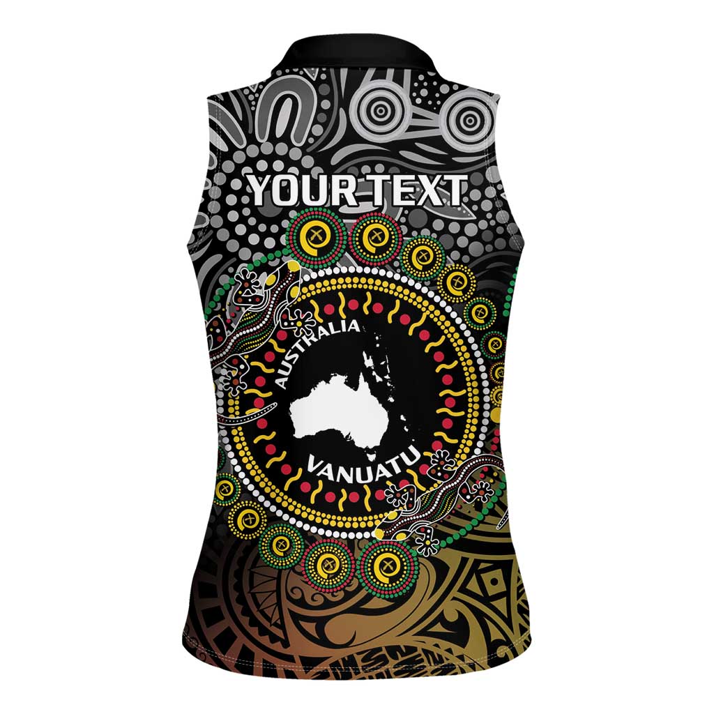 Personalised Australia And Vanuatu Women Sleeveless Polo Shirt Aboriginal Lizard Polynesia Ni-Van Pig Tusk