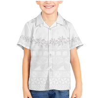 Tokelau White Sunday Family Matching Mermaid Dress and Hawaiian Shirt Polynesian Pattern Gardenia Thunbergia LT14 Son's Shirt White - Polynesian Pride