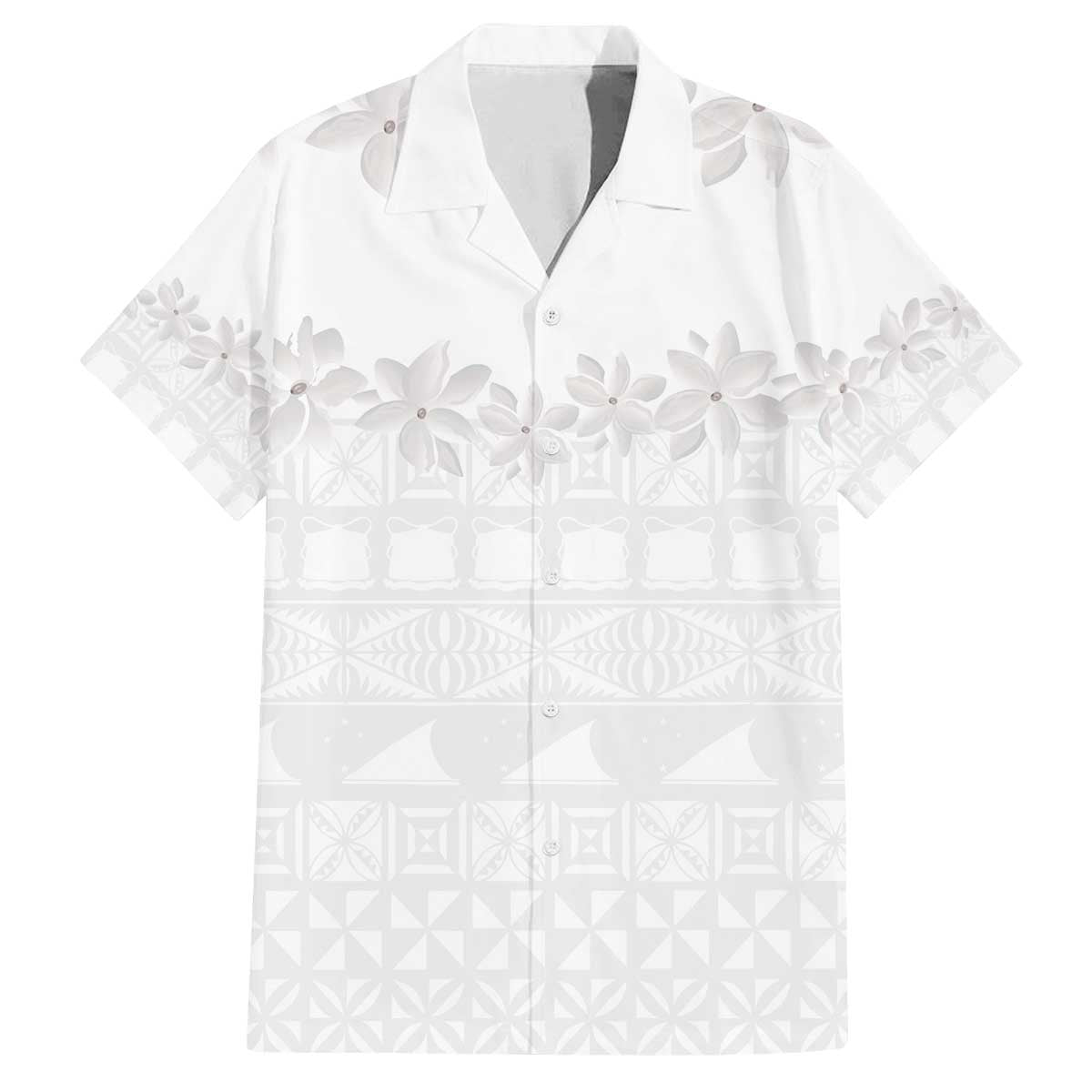 Tokelau White Sunday Family Matching Off The Shoulder Long Sleeve Dress and Hawaiian Shirt Polynesian Pattern Gardenia Thunbergia LT14 Dad's Shirt - Short Sleeve White - Polynesian Pride