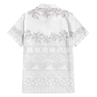 Tokelau White Sunday Family Matching Off The Shoulder Long Sleeve Dress and Hawaiian Shirt Polynesian Pattern Gardenia Thunbergia LT14 - Polynesian Pride