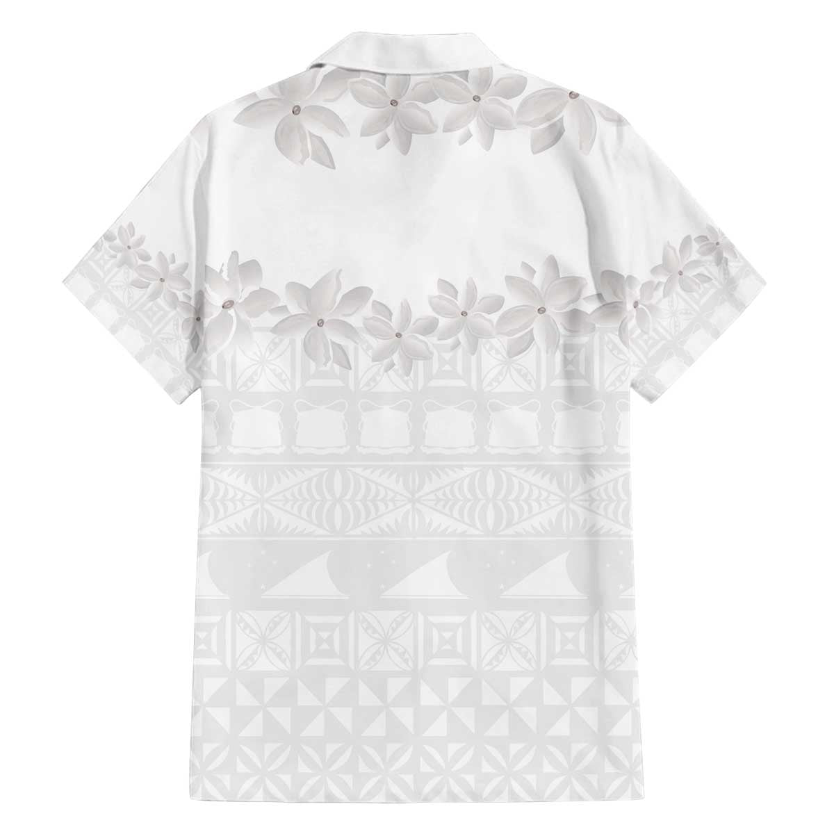 Tokelau White Sunday Family Matching Off Shoulder Short Dress and Hawaiian Shirt Polynesian Pattern Gardenia Thunbergia LT14 - Polynesian Pride