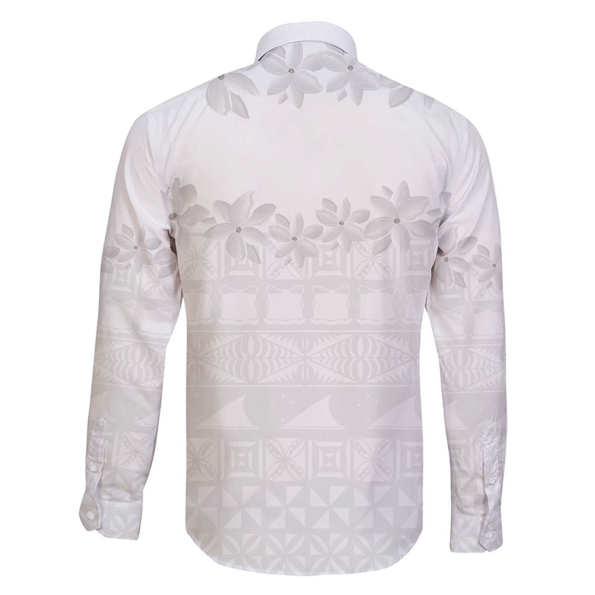 Tokelau White Sunday Family Matching Off Shoulder Short Dress and Hawaiian Shirt Polynesian Pattern Gardenia Thunbergia LT14 - Polynesian Pride