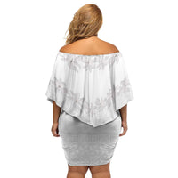 Tokelau White Sunday Family Matching Off Shoulder Short Dress and Hawaiian Shirt Polynesian Pattern Gardenia Thunbergia LT14 - Polynesian Pride