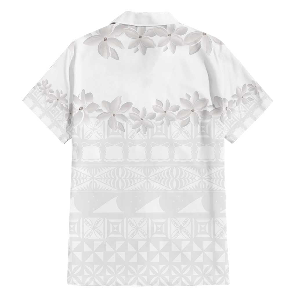 Tokelau White Sunday Family Matching Short Sleeve Bodycon Dress and Hawaiian Shirt Polynesian Pattern Gardenia Thunbergia LT14 - Polynesian Pride