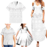 Tokelau White Sunday Family Matching Summer Maxi Dress and Hawaiian Shirt Polynesian Pattern Gardenia Thunbergia LT14 - Polynesian Pride