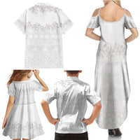 Tokelau White Sunday Family Matching Summer Maxi Dress and Hawaiian Shirt Polynesian Pattern Gardenia Thunbergia LT14 - Polynesian Pride