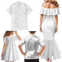 American Samoa White Sunday Family Matching Mermaid Dress and Hawaiian Shirt Lotu Tamaiti Plumeria With Samoan Pattern LT14 - Polynesian Pride