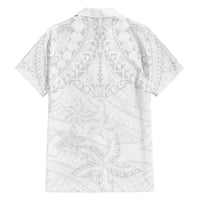 American Samoa White Sunday Family Matching Off Shoulder Maxi Dress and Hawaiian Shirt Lotu Tamaiti Plumeria With Samoan Pattern LT14 - Polynesian Pride