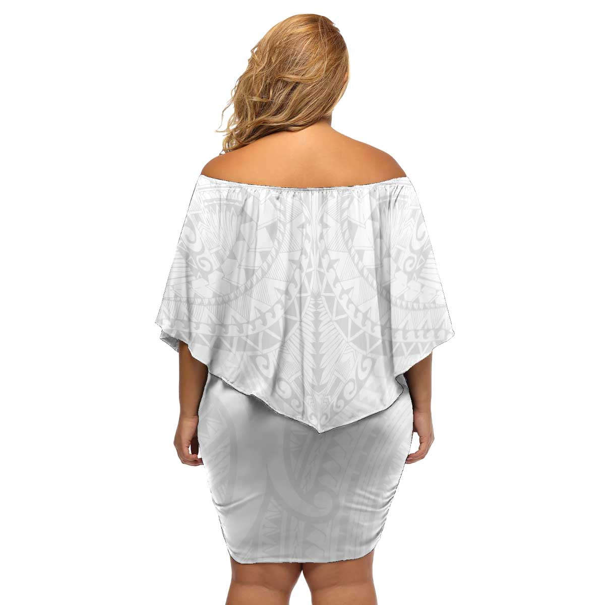 American Samoa White Sunday Family Matching Off Shoulder Short Dress and Hawaiian Shirt Lotu Tamaiti Plumeria With Samoan Pattern LT14 - Polynesian Pride