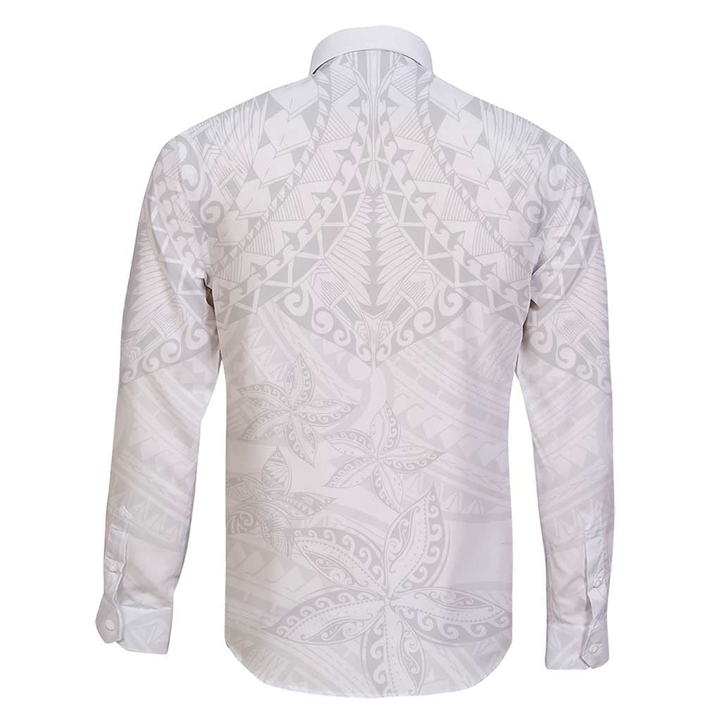 American Samoa White Sunday Family Matching Short Sleeve Bodycon Dress and Hawaiian Shirt Lotu Tamaiti Plumeria With Samoan Pattern LT14 - Polynesian Pride