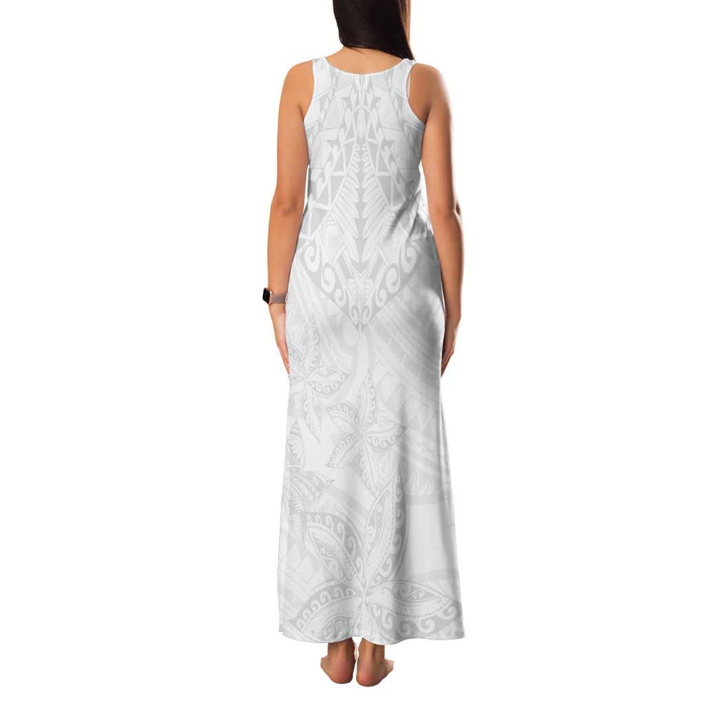 American Samoa White Sunday Family Matching Tank Maxi Dress and Hawaiian Shirt Lotu Tamaiti Plumeria With Samoan Pattern LT14 - Polynesian Pride