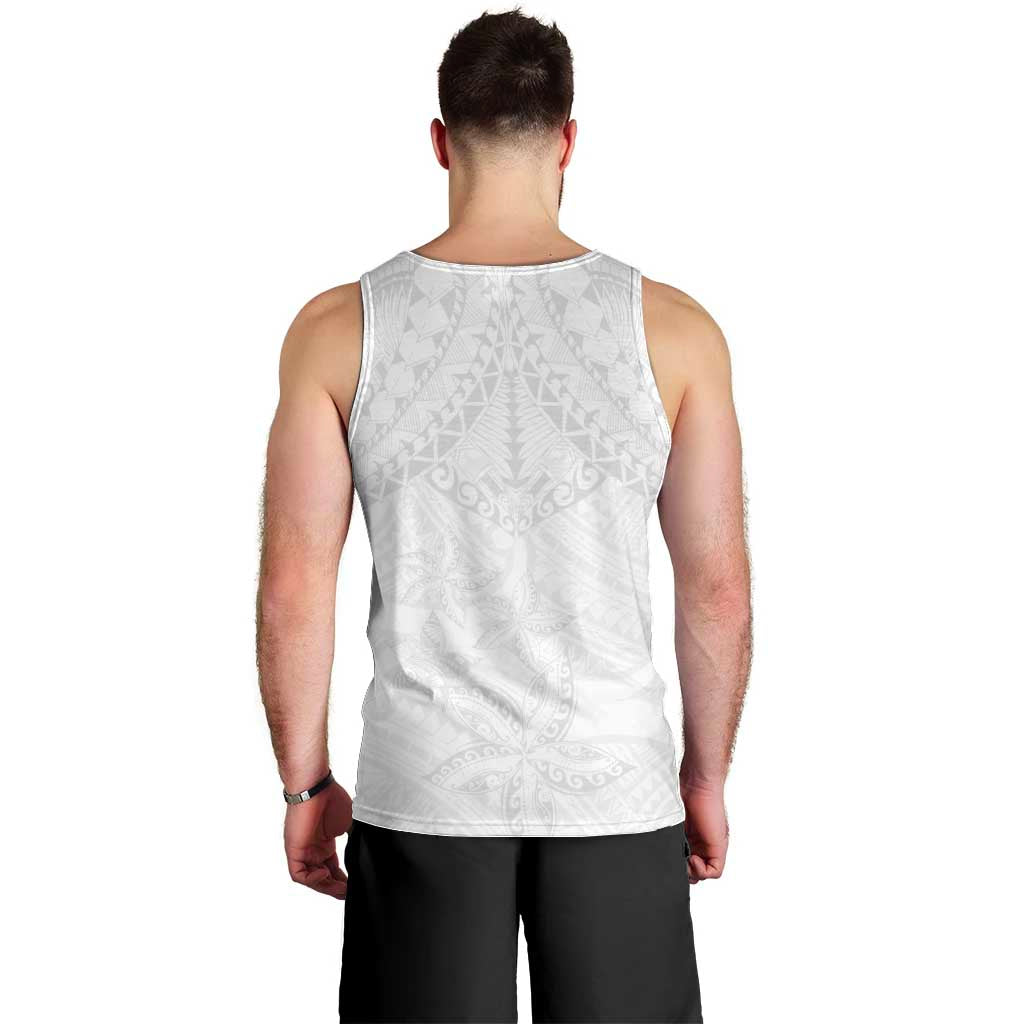 American Samoa White Sunday Men Tank Top Lotu Tamaiti Plumeria With Samoan Pattern