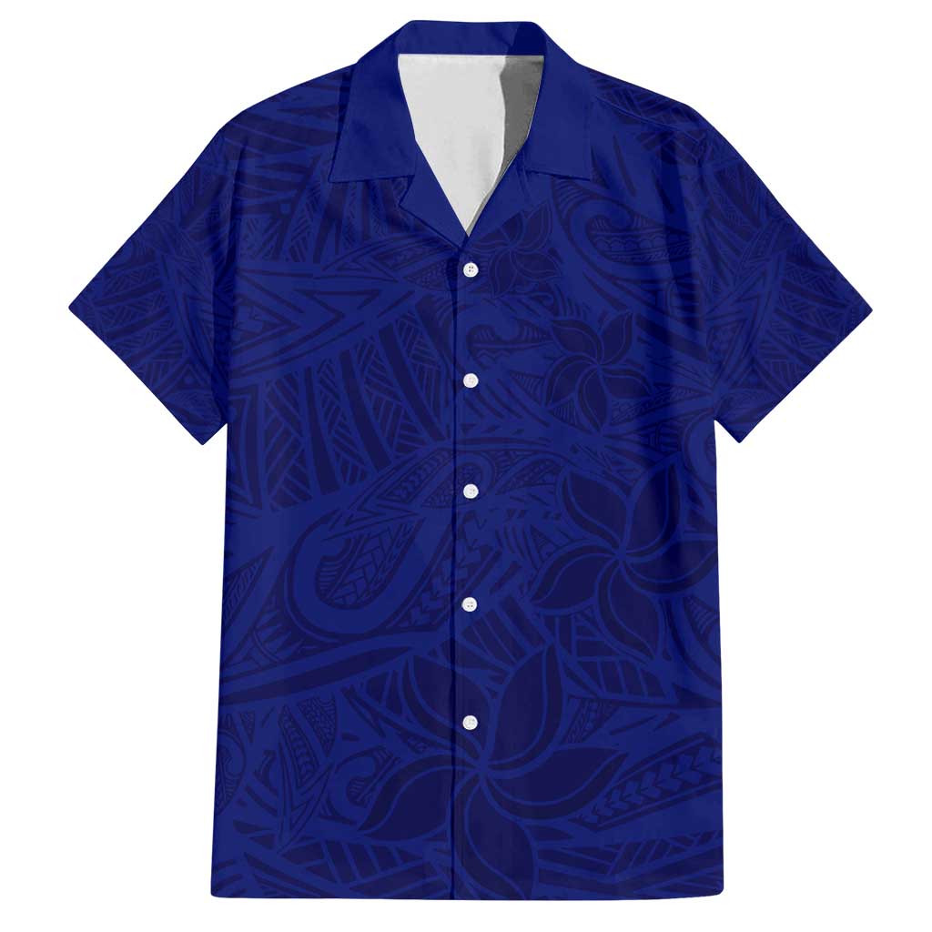 Blue Polynesia Family Matching Long Sleeve Bodycon Dress and Hawaiian Shirt Polynesian Pattern Mix Plumeria LT14 Dad's Shirt - Short Sleeve Blue - Polynesian Pride