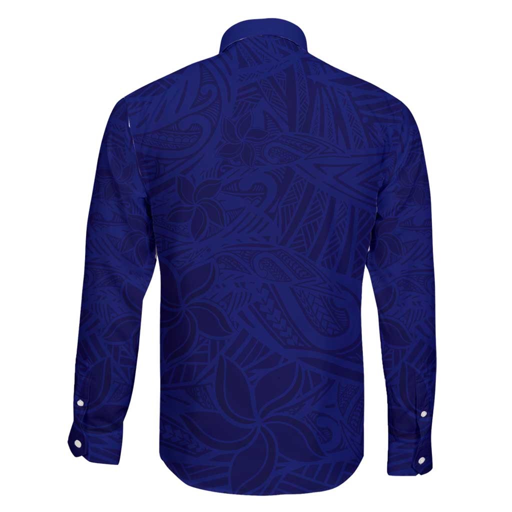 Blue Polynesia Family Matching Long Sleeve Bodycon Dress and Hawaiian Shirt Polynesian Pattern Mix Plumeria LT14 - Polynesian Pride