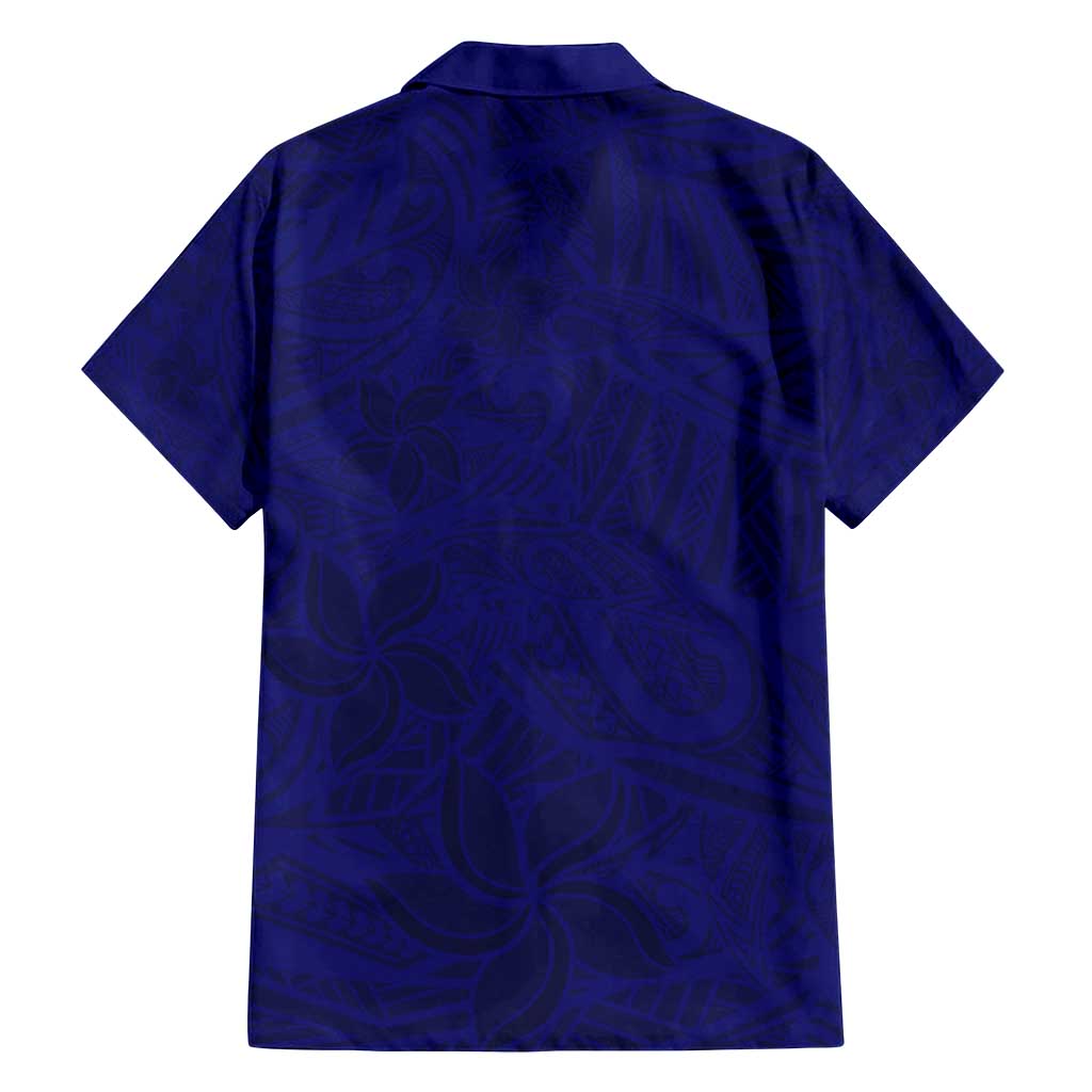 Blue Polynesia Family Matching Tank Maxi Dress and Hawaiian Shirt Polynesian Pattern Mix Plumeria