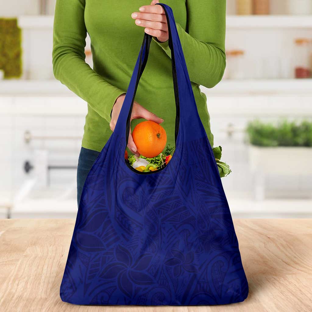 Blue Polynesia Grocery Bag Polynesian Pattern Mix Plumeria