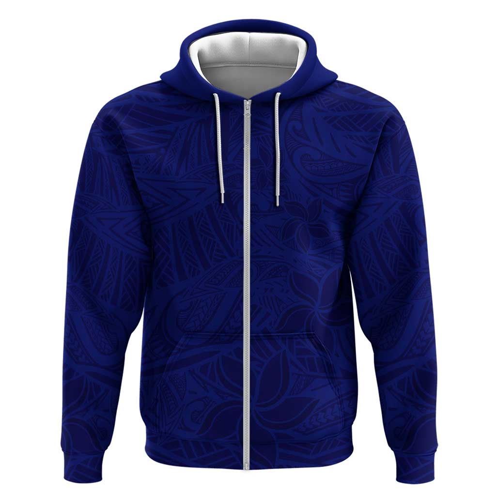 Blue Polynesia Hoodie Polynesian Pattern Mix Plumeria