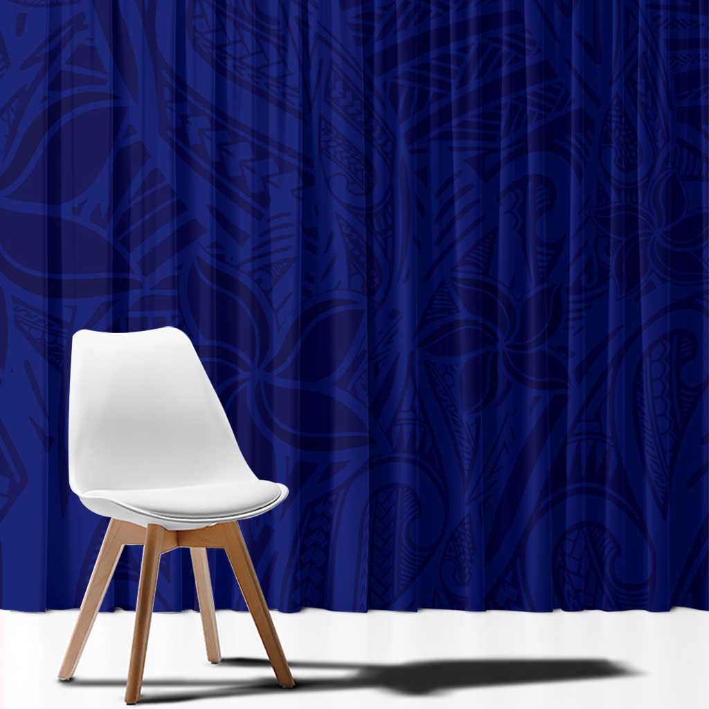 Blue Polynesia Window Curtain Polynesian Pattern Mix Plumeria