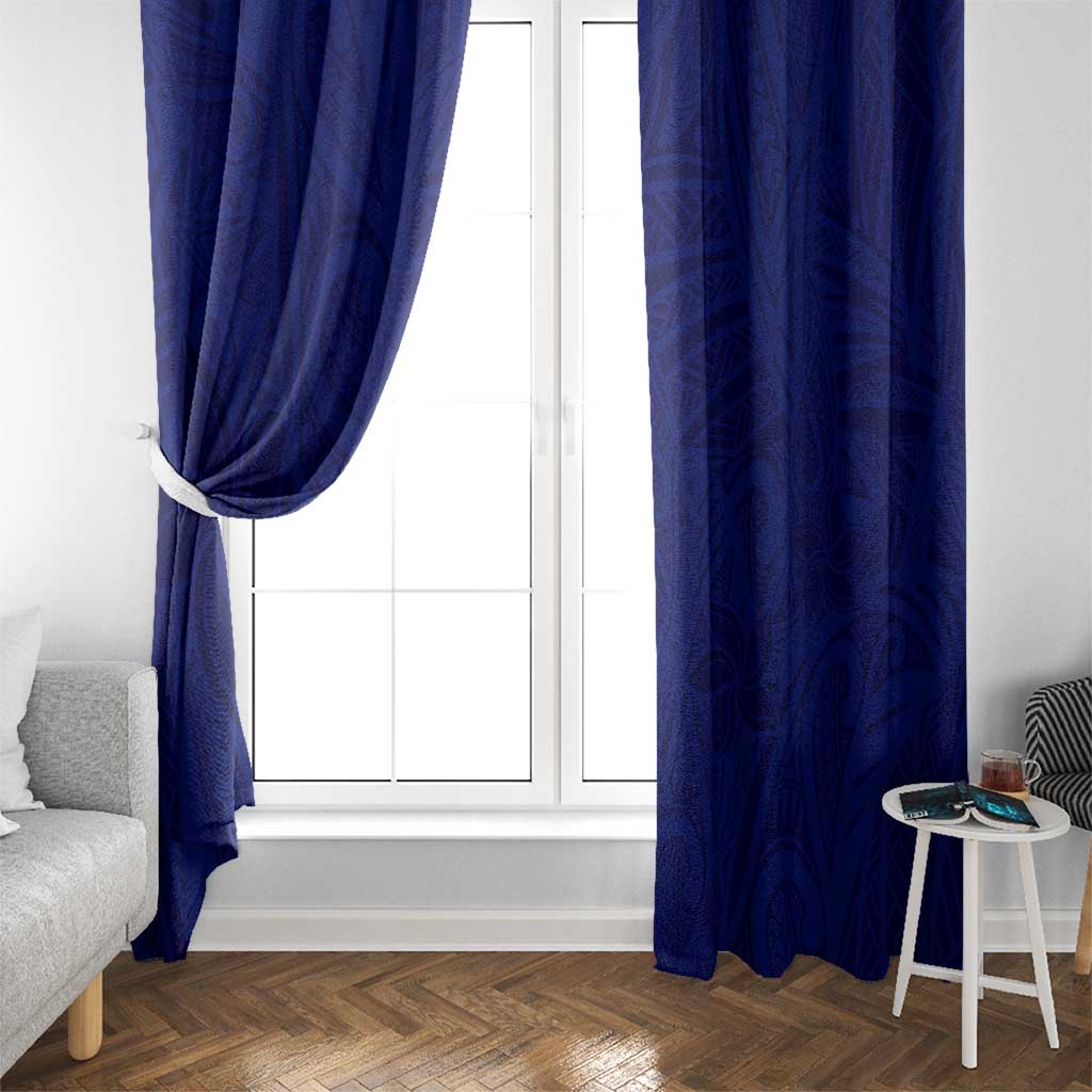 Blue Polynesia Window Curtain Polynesian Pattern Mix Plumeria
