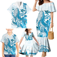Blue Hawaii Humpback Whale Family Matching Mermaid Dress and Hawaiian Shirt Polynesian Tribal Ocean Vibes LT14 - Polynesian Pride