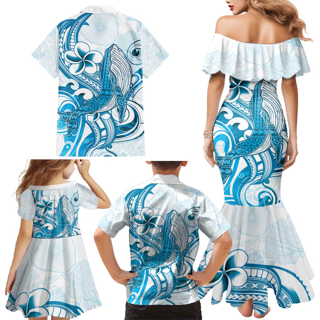 Blue Hawaii Humpback Whale Family Matching Mermaid Dress and Hawaiian Shirt Polynesian Tribal Ocean Vibes LT14 - Polynesian Pride