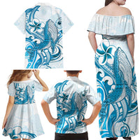 Blue Hawaii Humpback Whale Family Matching Off Shoulder Maxi Dress and Hawaiian Shirt Polynesian Tribal Ocean Vibes LT14 - Polynesian Pride