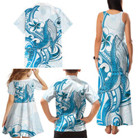 Blue Hawaii Humpback Whale Family Matching Tank Maxi Dress and Hawaiian Shirt Polynesian Tribal Ocean Vibes LT14 - Polynesian Pride