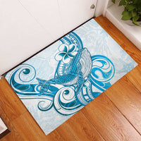Blue Hawaii Humpback Whale Rubber Doormat Polynesian Tribal Ocean Vibes