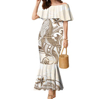 Brown Hawaii Humpback Whale Family Matching Mermaid Dress and Hawaiian Shirt Polynesian Tribal Ocean Vibes LT14 Mom's Dress Brown - Polynesian Pride