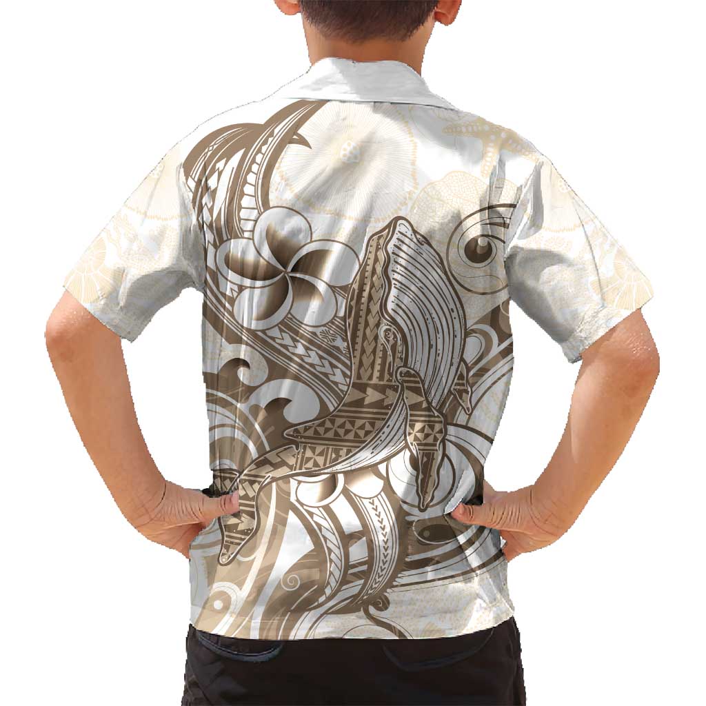 Brown Hawaii Humpback Whale Family Matching Off Shoulder Maxi Dress and Hawaiian Shirt Polynesian Tribal Ocean Vibes LT14 - Polynesian Pride