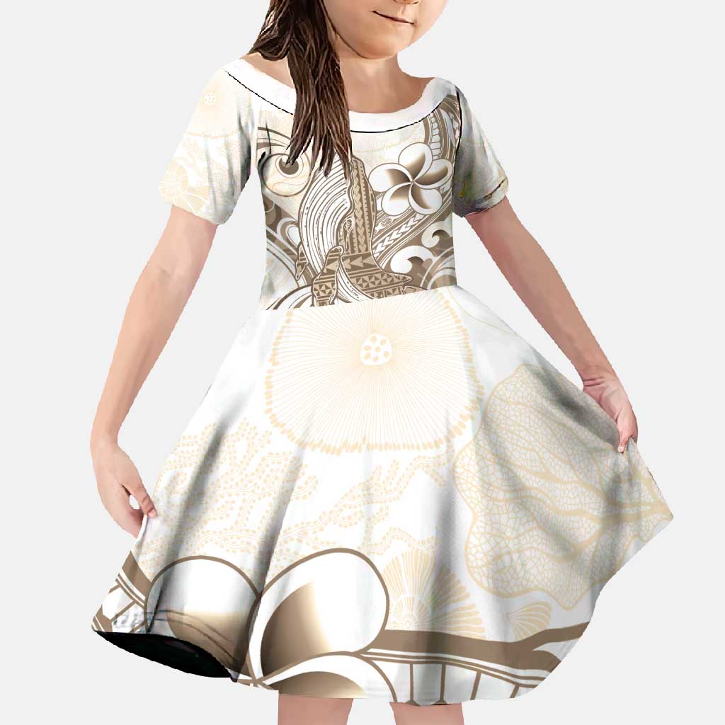 Brown Hawaii Humpback Whale Family Matching Off Shoulder Maxi Dress and Hawaiian Shirt Polynesian Tribal Ocean Vibes LT14 Daughter's Dress Brown - Polynesian Pride