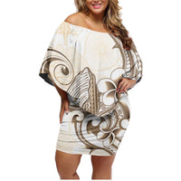 Brown Hawaii Humpback Whale Family Matching Off Shoulder Short Dress and Hawaiian Shirt Polynesian Tribal Ocean Vibes LT14 Mom's Dress Brown - Polynesian Pride