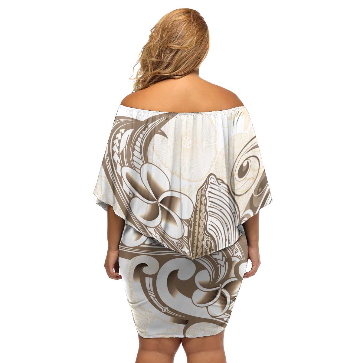 Brown Hawaii Humpback Whale Family Matching Off Shoulder Short Dress and Hawaiian Shirt Polynesian Tribal Ocean Vibes LT14 - Polynesian Pride