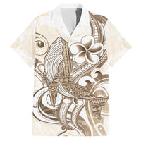 Brown Hawaii Humpback Whale Family Matching Puletasi and Hawaiian Shirt Polynesian Tribal Ocean Vibes LT14 Dad's Shirt - Short Sleeve Brown - Polynesian Pride