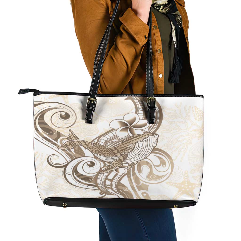 Brown Hawaii Humpback Whale Leather Tote Bag Polynesian Tribal Ocean Vibes LT14 - Polynesian Pride