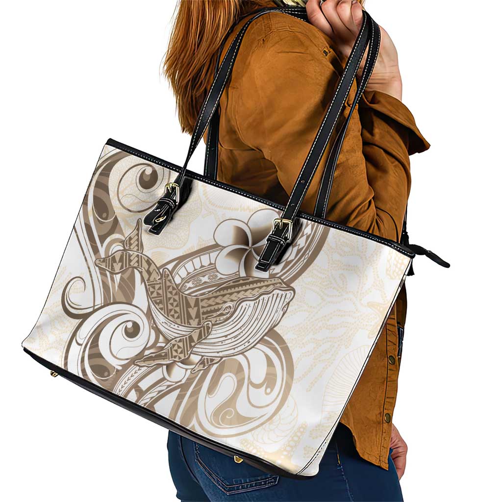 Brown Hawaii Humpback Whale Leather Tote Bag Polynesian Tribal Ocean Vibes LT14 - Polynesian Pride