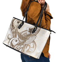Brown Hawaii Humpback Whale Leather Tote Bag Polynesian Tribal Ocean Vibes LT14 - Polynesian Pride