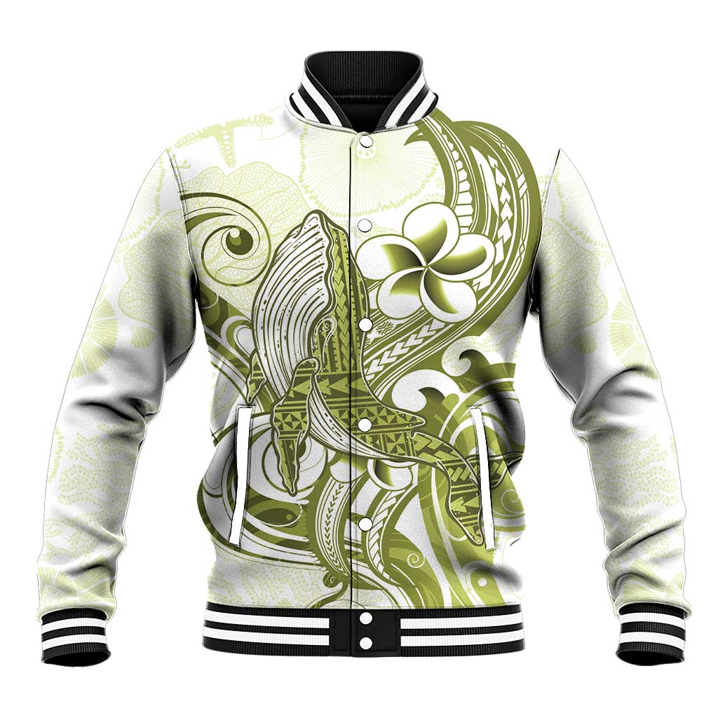 Lime Green Hawaii Baseball Jacket Humpback Whale Tattoo Polynesian Tribal Ocean Vibes