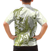 Lime Green Hawaii Family Matching Off Shoulder Maxi Dress and Hawaiian Shirt Humpback Whale Tattoo Polynesian Tribal Ocean Vibes LT14 - Polynesian Pride