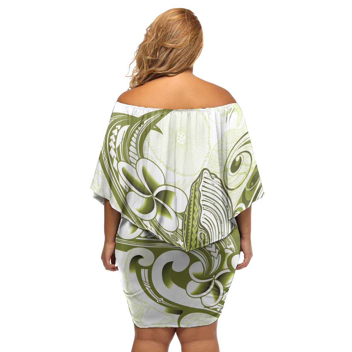 Lime Green Hawaii Family Matching Off Shoulder Short Dress and Hawaiian Shirt Humpback Whale Tattoo Polynesian Tribal Ocean Vibes LT14 - Polynesian Pride