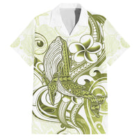Lime Green Hawaii Family Matching Puletasi and Hawaiian Shirt Humpback Whale Tattoo Polynesian Tribal Ocean Vibes LT14 Dad's Shirt - Short Sleeve Lime Green - Polynesian Pride