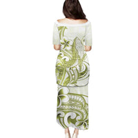 Lime Green Hawaii Family Matching Puletasi and Hawaiian Shirt Humpback Whale Tattoo Polynesian Tribal Ocean Vibes LT14 - Polynesian Pride
