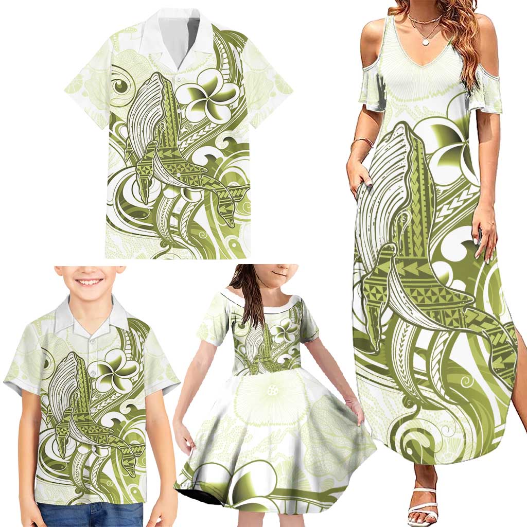 Lime Green Hawaii Family Matching Summer Maxi Dress and Hawaiian Shirt Humpback Whale Tattoo Polynesian Tribal Ocean Vibes LT14 - Polynesian Pride