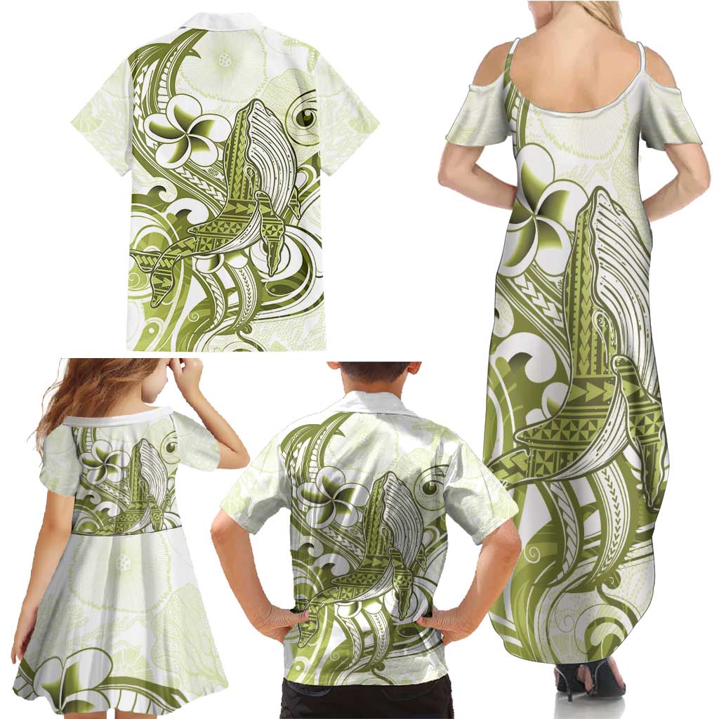 Lime Green Hawaii Family Matching Summer Maxi Dress and Hawaiian Shirt Humpback Whale Tattoo Polynesian Tribal Ocean Vibes LT14 - Polynesian Pride