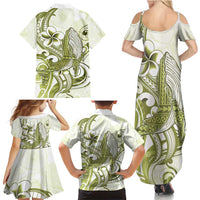 Lime Green Hawaii Family Matching Summer Maxi Dress and Hawaiian Shirt Humpback Whale Tattoo Polynesian Tribal Ocean Vibes LT14 - Polynesian Pride